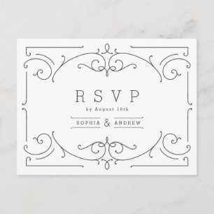 Elegant modern classic vintage wedding RSVP Invitation Postcard