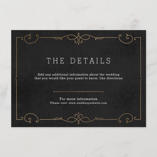Elegant modern classic wedding detail card (Front)