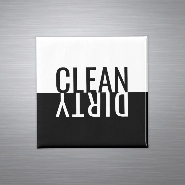 Elegant Modern Clean Dirty Black White Dishwasher Magnet (Creator Uploaded)