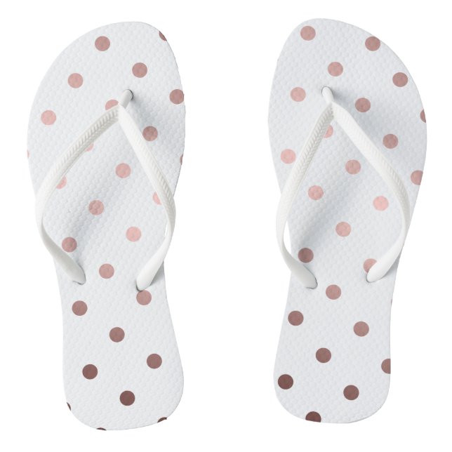 elegant modern clear faux rose gold polka dots jandals (Footbed)