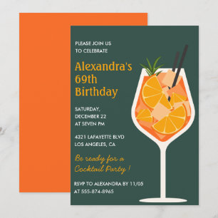Elegant Modern Cocktail 69th birthday invitations 