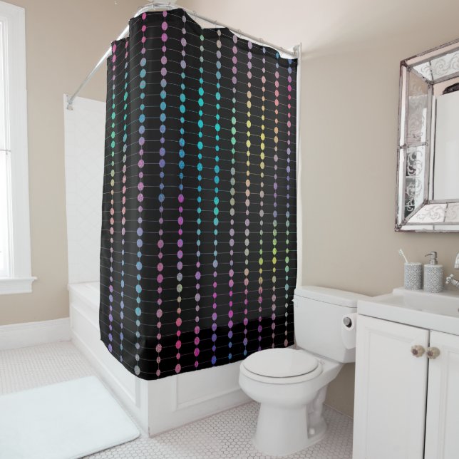 Elegant Modern Colourful Beads Circles Dots Patter Shower Curtain (In Situ)