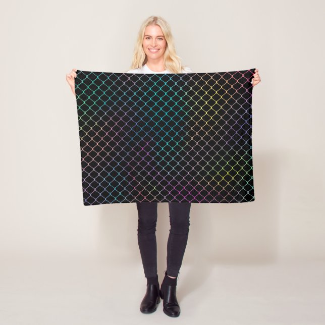Elegant Modern Colourful Fence Chain Pattern | Fleece Blanket (In Situ)