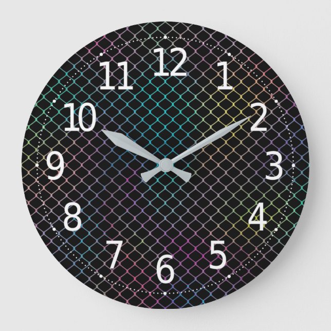 Elegant Modern Colourful Fence Chain Pattern | Large Clock (Front)