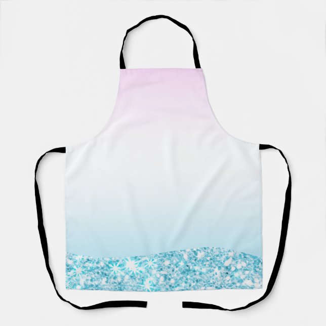 Elegant Modern colourful gradient glitter Rainbow Apron (Front)