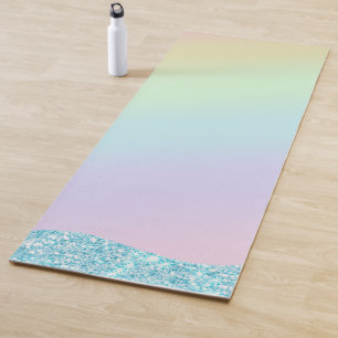 Elegant Modern colourful gradient glitter Rainbow Yoga Mat