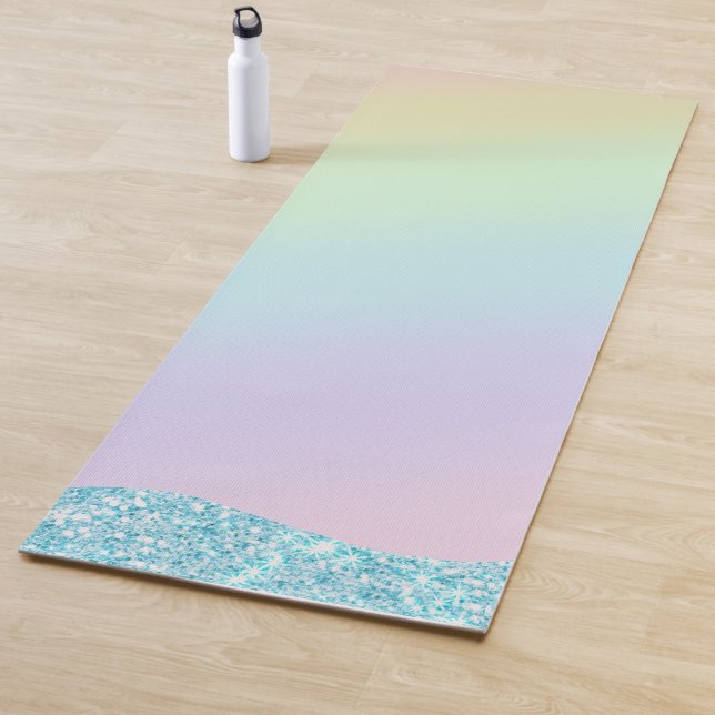 Elegant Modern colourful gradient glitter Rainbow Yoga Mat (In Situ)