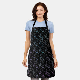 Elegant Modern Colourful Hearts and Keys Pattern Apron
