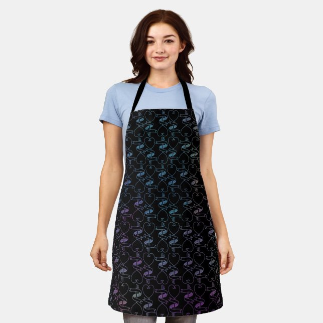 Elegant Modern Colourful Hearts and Keys Pattern | Apron (Worn)