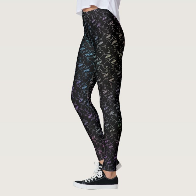 Elegant Modern Colourful Hearts and Keys Pattern | Leggings (Left)