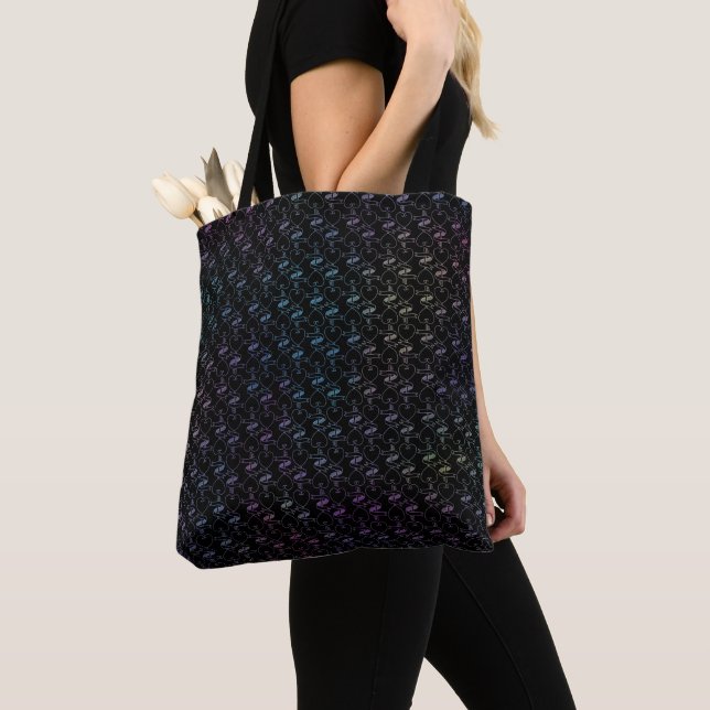 Elegant Modern Colourful Hearts and Keys Pattern | Tote Bag (Close Up)