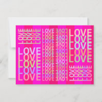 Elegant Modern Colourful "LOVE" on Hot Pink and Re
