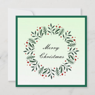 Elegant Modern Colourful Merry Christmas Wreath Holiday Card
