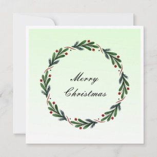 Elegant Modern Colourful Merry Christmas Wreath Holiday Card