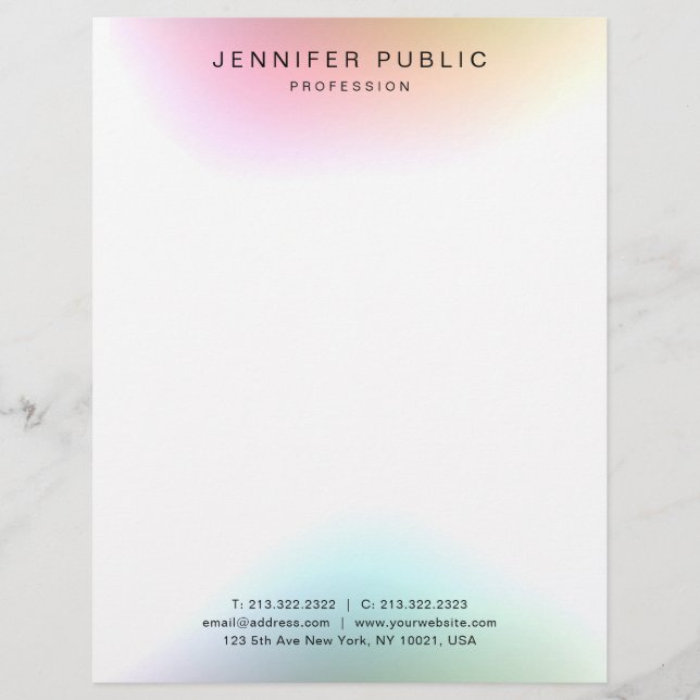Elegant Modern Colourful Simple Design Template Custom Letterhead (Front)