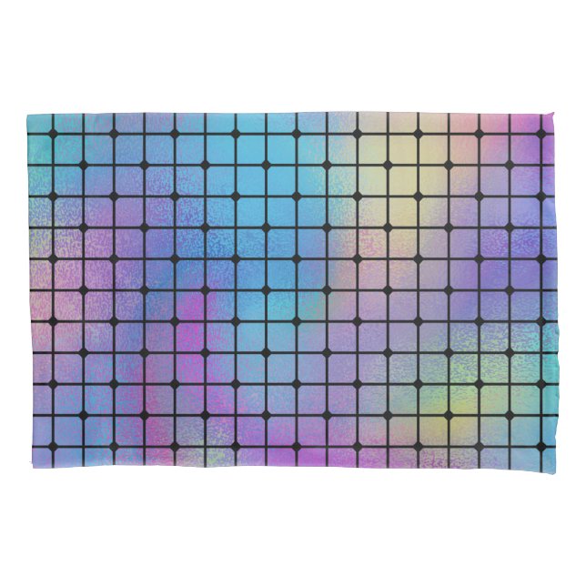 Elegant Modern Colourful Squares Tiles Pattern | Pillowcase (Front-Left)