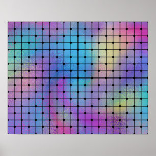 Elegant Modern Colourful Squares Tiles Pattern Poster