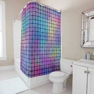 Elegant Modern Colourful Squares Tiles Pattern   Shower Curtain