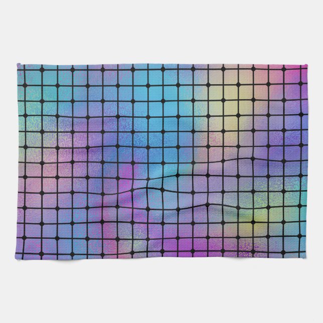 Elegant Modern Colourful Squares Tiles Pattern | Tea Towel (Horizontal)