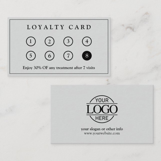 Elegant Modern Company Business Logo Light Grey Loyalty Card (Front/Back)