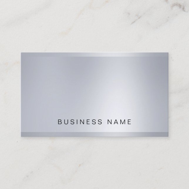 Elegant Modern Company Firm Glamour Silver Plain Business Card (Front)