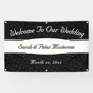 Elegant Modern Confetti Gold Wedding Banner
