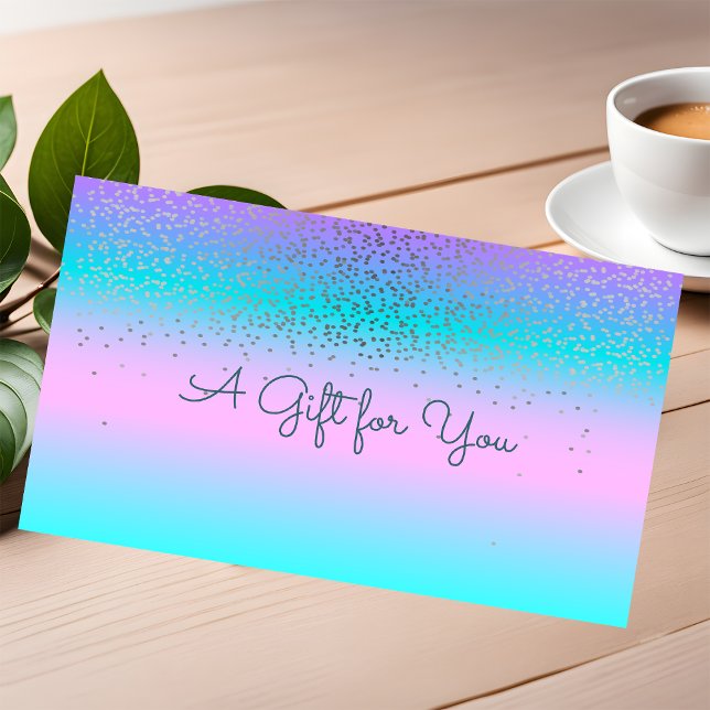 Elegant Modern Confetti Holographic Ombre Discount Card (Creator Uploaded)