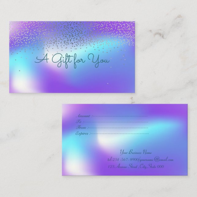Elegant Modern Confetti Ombre Holographic Discount Card (Front/Back)