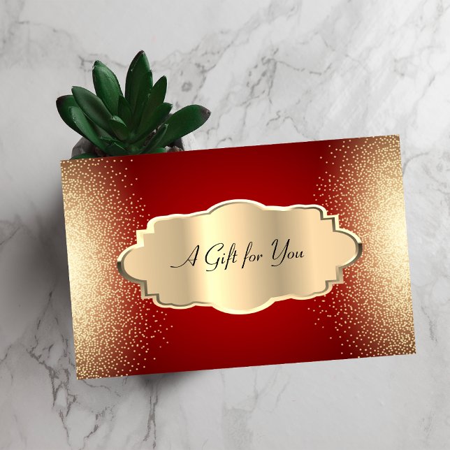 Elegant Modern Confetti,Red, Gold Frame Discount Card (Creator Uploaded)