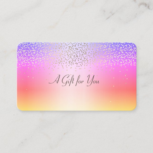 Elegant Modern Confetti Shiny Ombre Discount Card (Front)