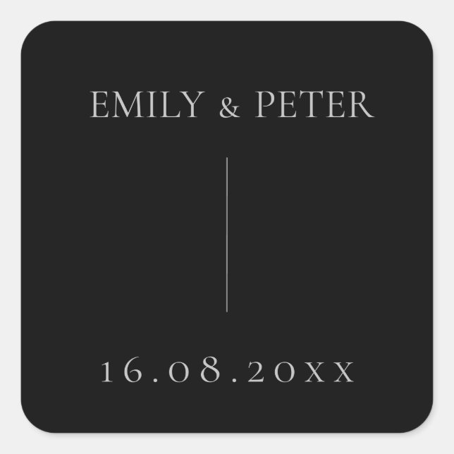 Elegant Modern Contemporary Minimalist  Wedding Square Sticker (Front)