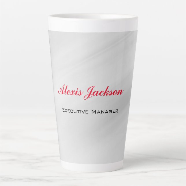 Elegant Modern Contemporary Style Grey Red Latte Mug (Front)