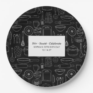 Elegant Modern Cooking Party Chef Birthday Party Paper Plate