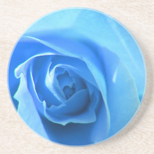 elegant, modern, cool blue rose flower. coaster