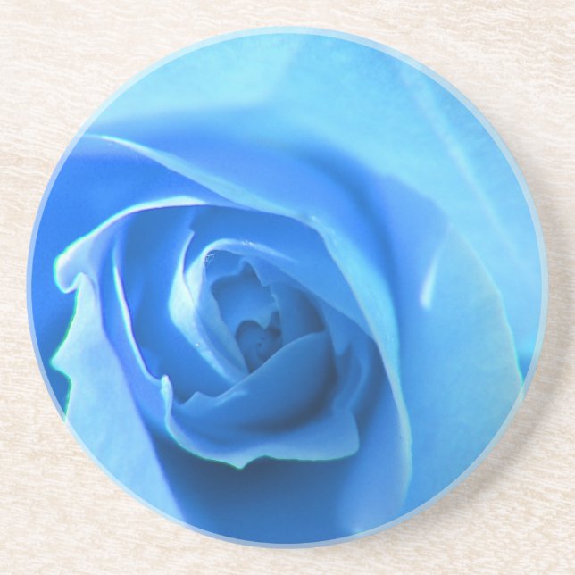 elegant, modern, cool blue rose flower. coaster (Front)