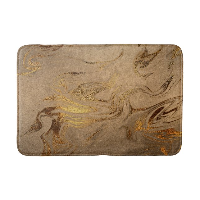 Elegant modern copper gold marble look bath mat (Front)