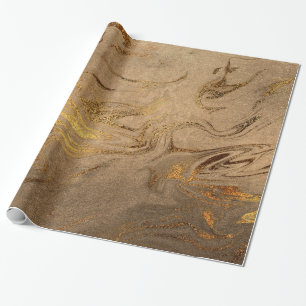Elegant modern copper gold marble look wrapping paper
