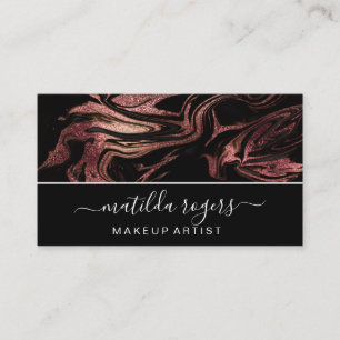 Elegant modern copper rose gold black marble business card