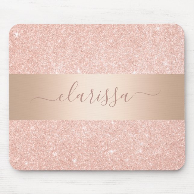 Elegant modern copper rose gold glitter  mouse pad (Front)