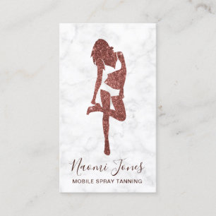 Elegant modern copper rose gold glitter spray tans business card