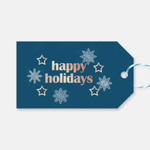 Elegant modern copper rose gold Happy Holidays Gift Tags