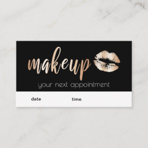 Elegant modern copper rose gold lips and makeup appointment card