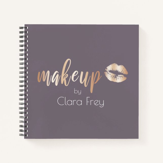 Elegant modern copper rose gold lips and makeup notebook (Front)