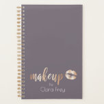 Elegant modern copper rose gold lips and makeup planner<br><div class="desc">Stylish makeup design featuring faux copper rose gold makeup text and lips.</div>