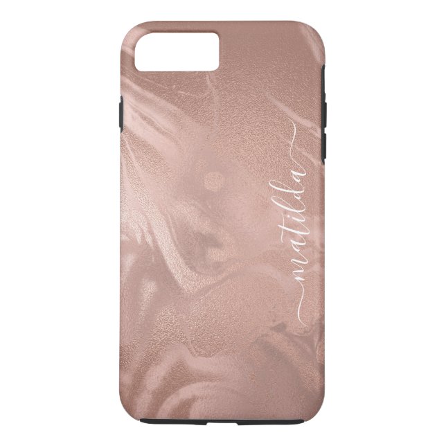 Elegant modern copper rose gold marble look Case-Mate iPhone case (Back)