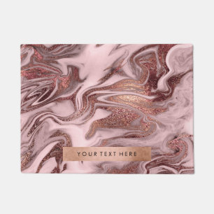 Elegant modern copper rose gold pink marble look doormat