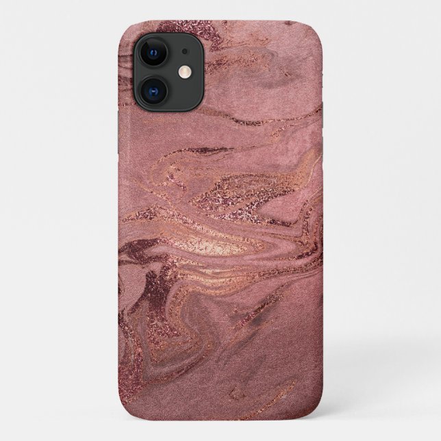 Elegant modern copper rose gold red marble look Case-Mate iPhone case (Back)