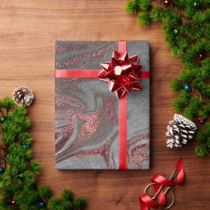 Elegant modern copper rose gold silver marble look wrapping paper