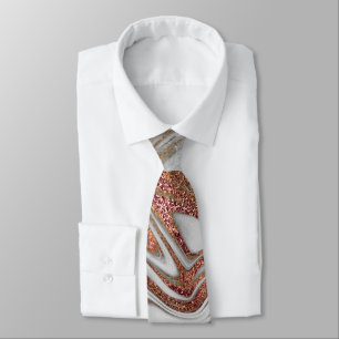 Elegant modern copper rose gold white marble look tie