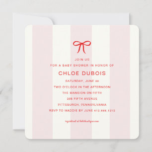 Elegant Modern Coquette Pink Baby Shower Invitation